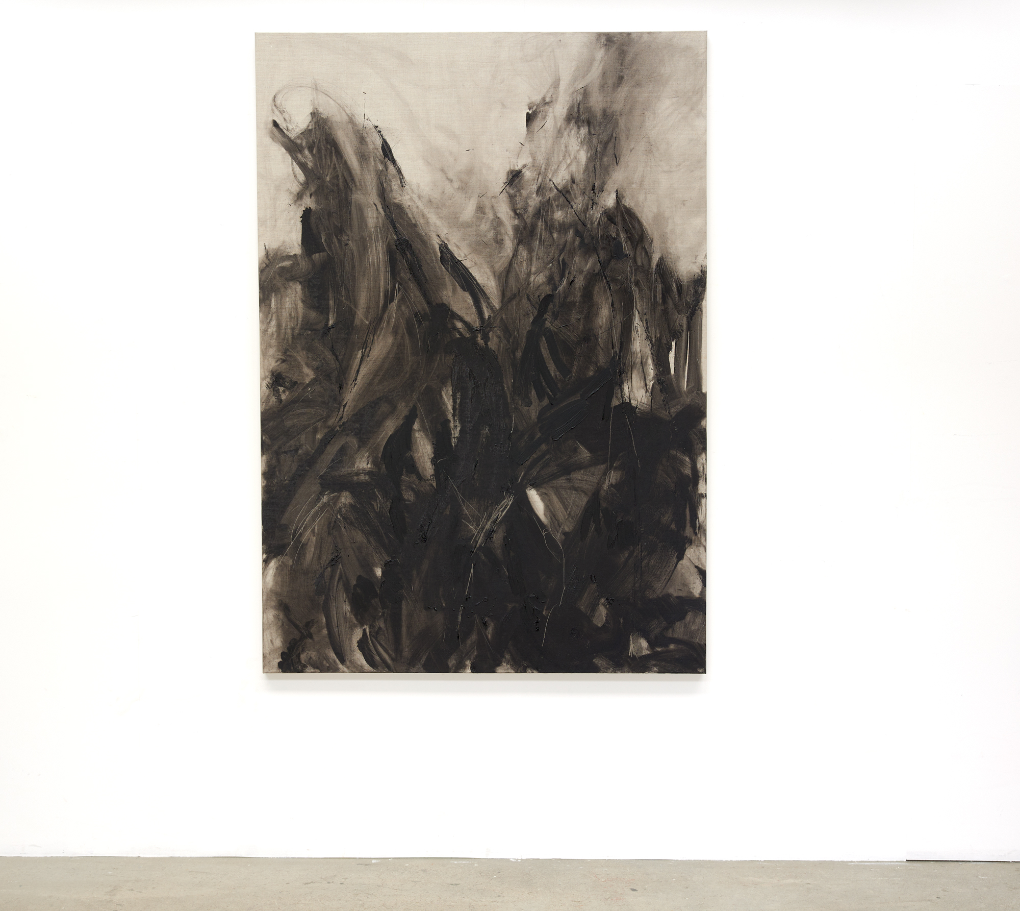 Abstract gestural monochromatic oil painting on linen
