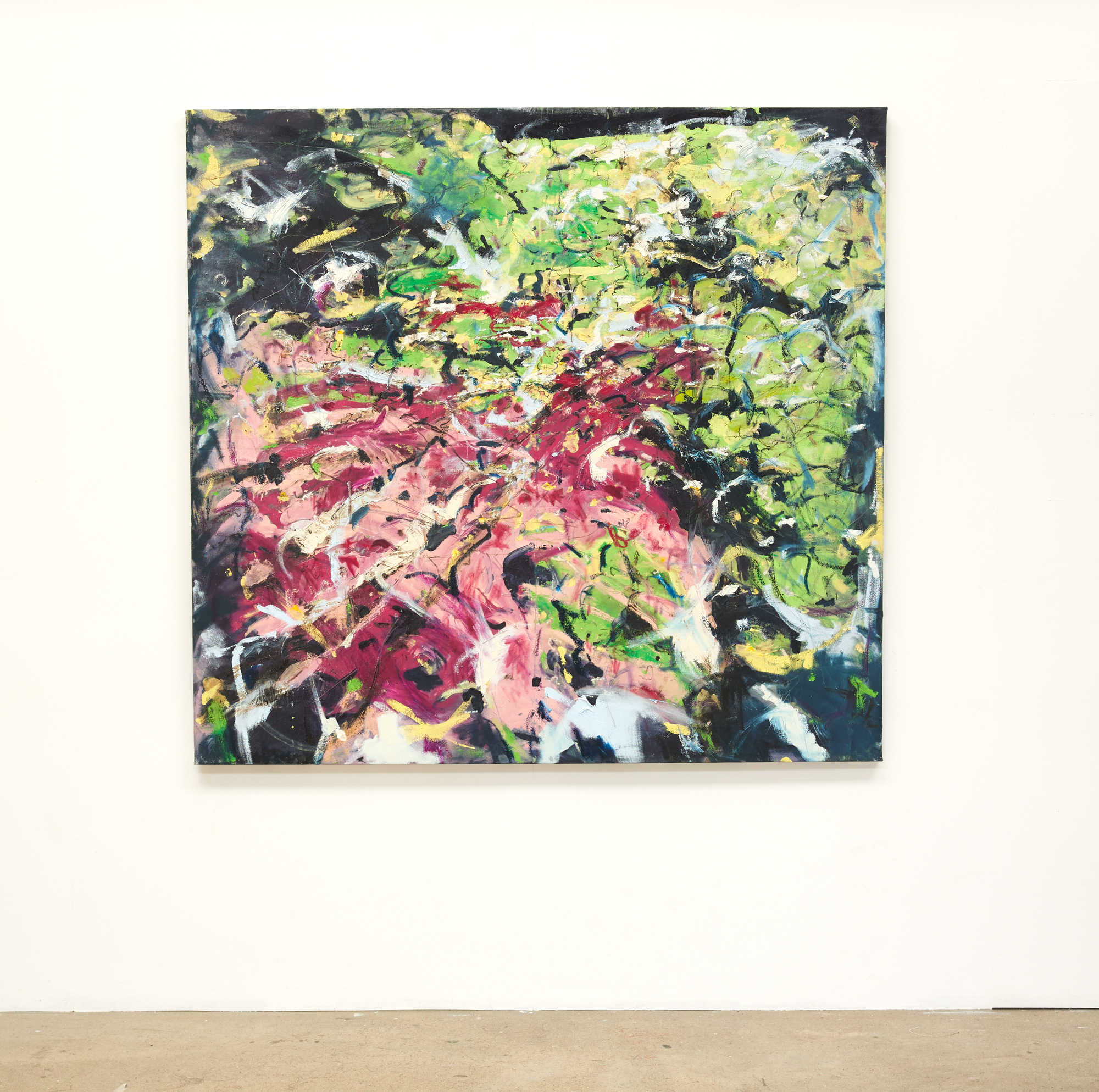 "Reflections of Spring" vivid abstract oil painting by emerging artist at Royal College of Art 2025